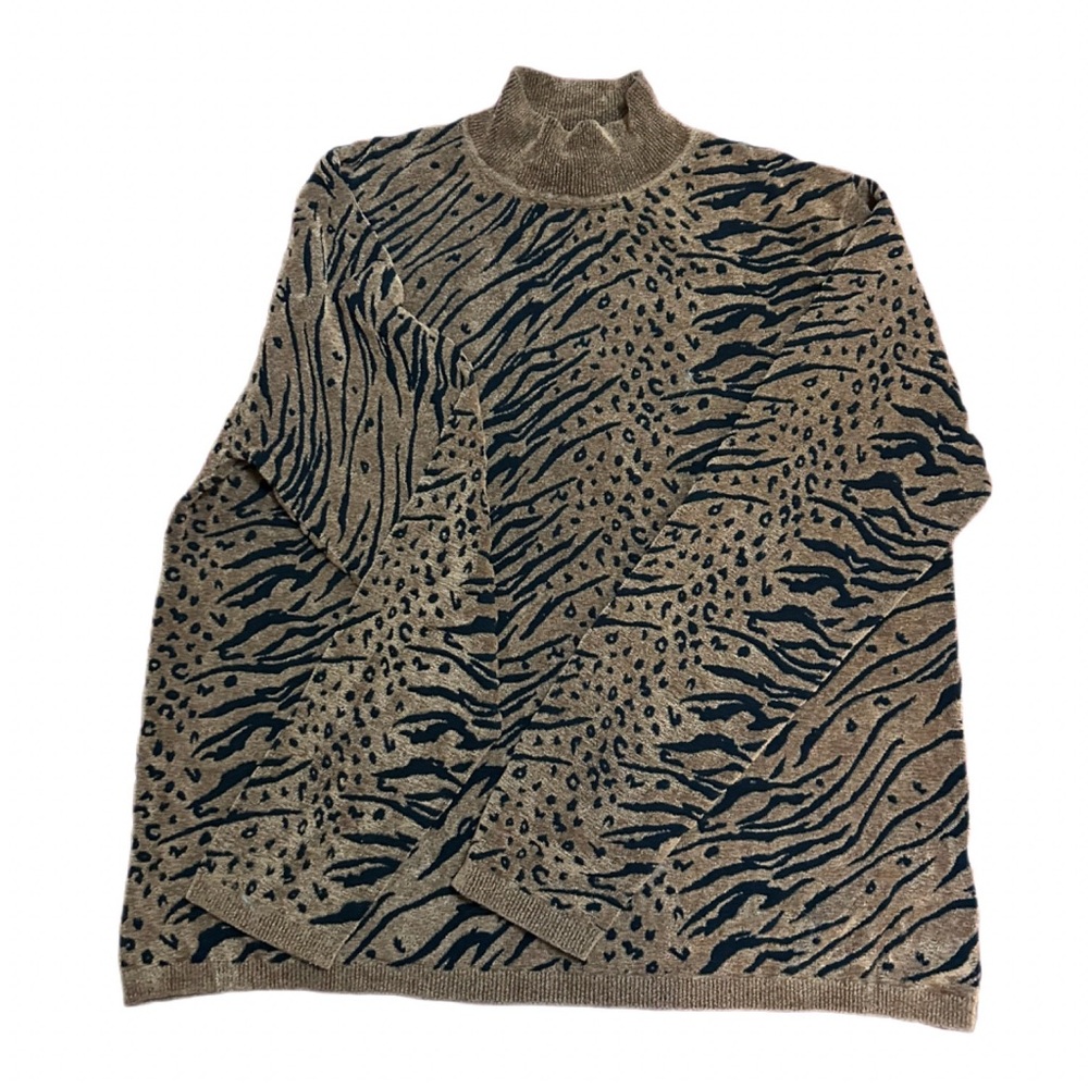 Women's Animal Print Sweater - Brown and Black